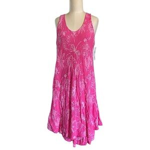 NEW W TAGS Made in Italy Pink Floral Sleeveless Gauze Dress Size Medium